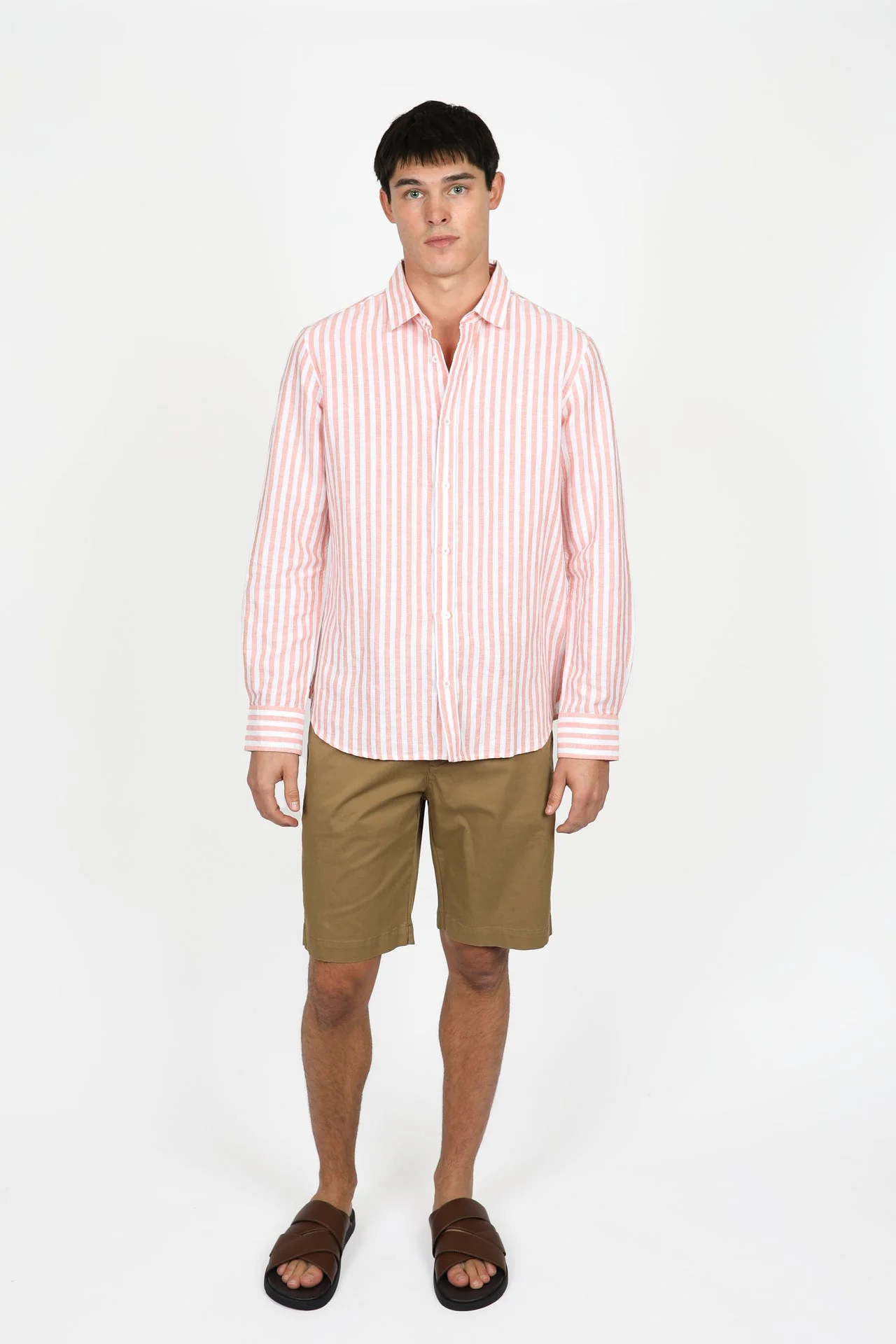 James Harper JHS558 Even Stripe L/S Shirt - Coral - Image 4