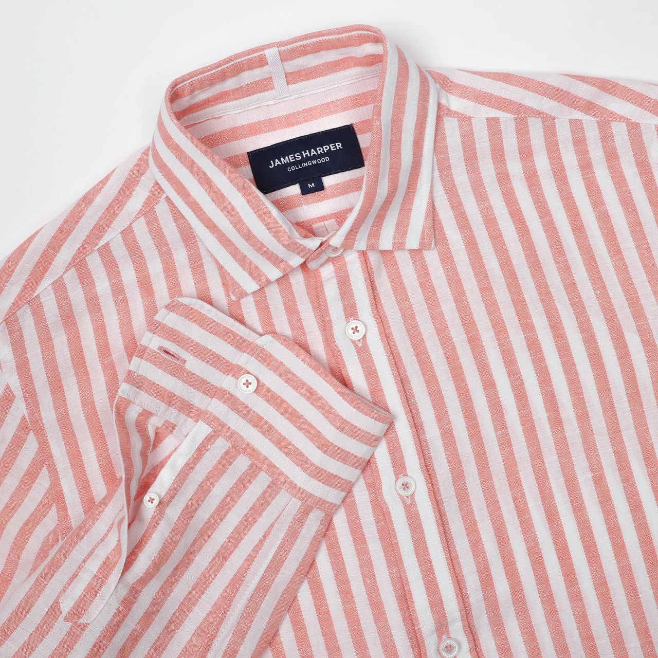 James Harper JHS558 Even Stripe L/S Shirt - Coral - Image 6