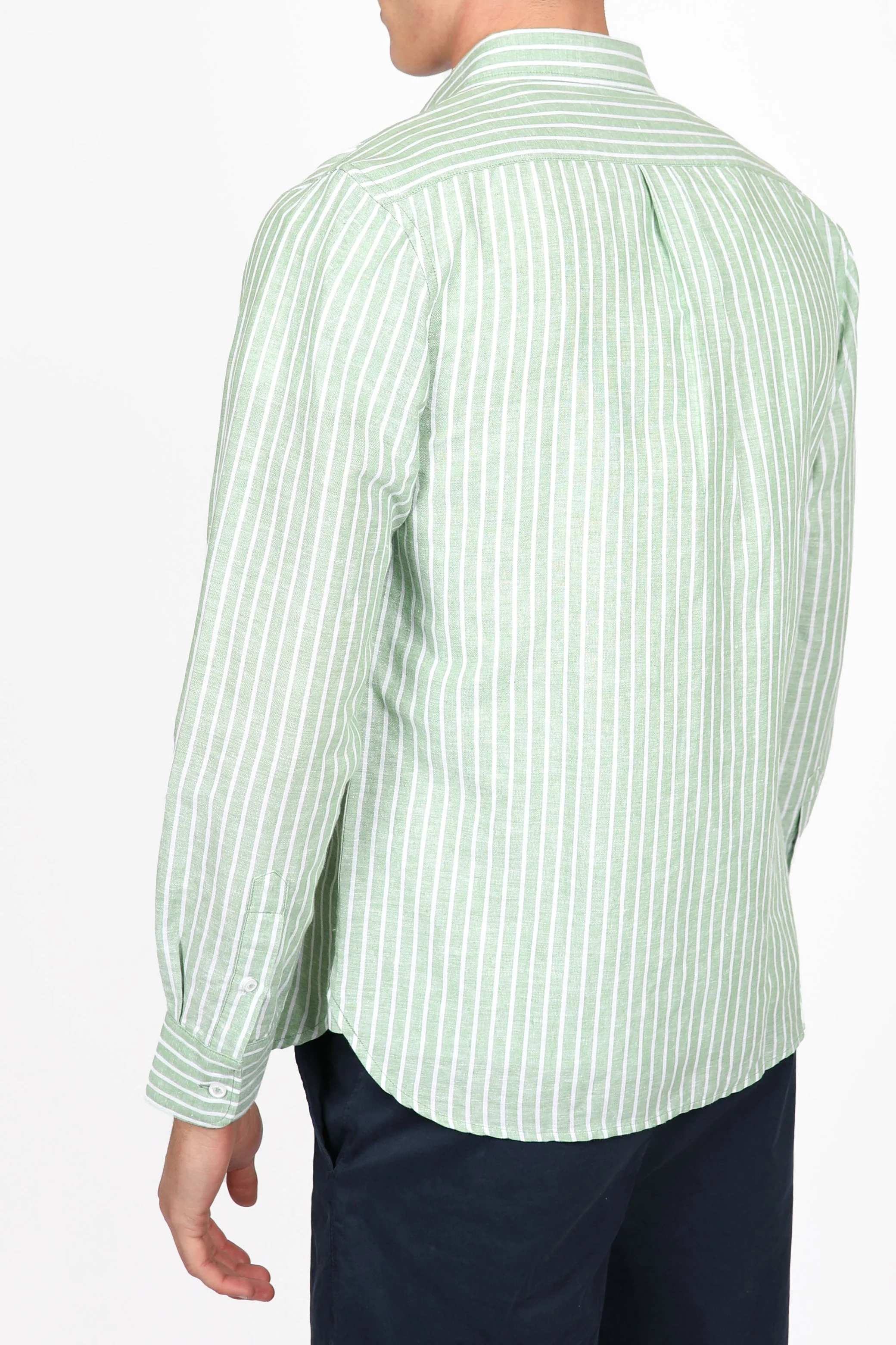 James Harper JHS559 Wide Stripe L/S Shirt - Forest - Image 3