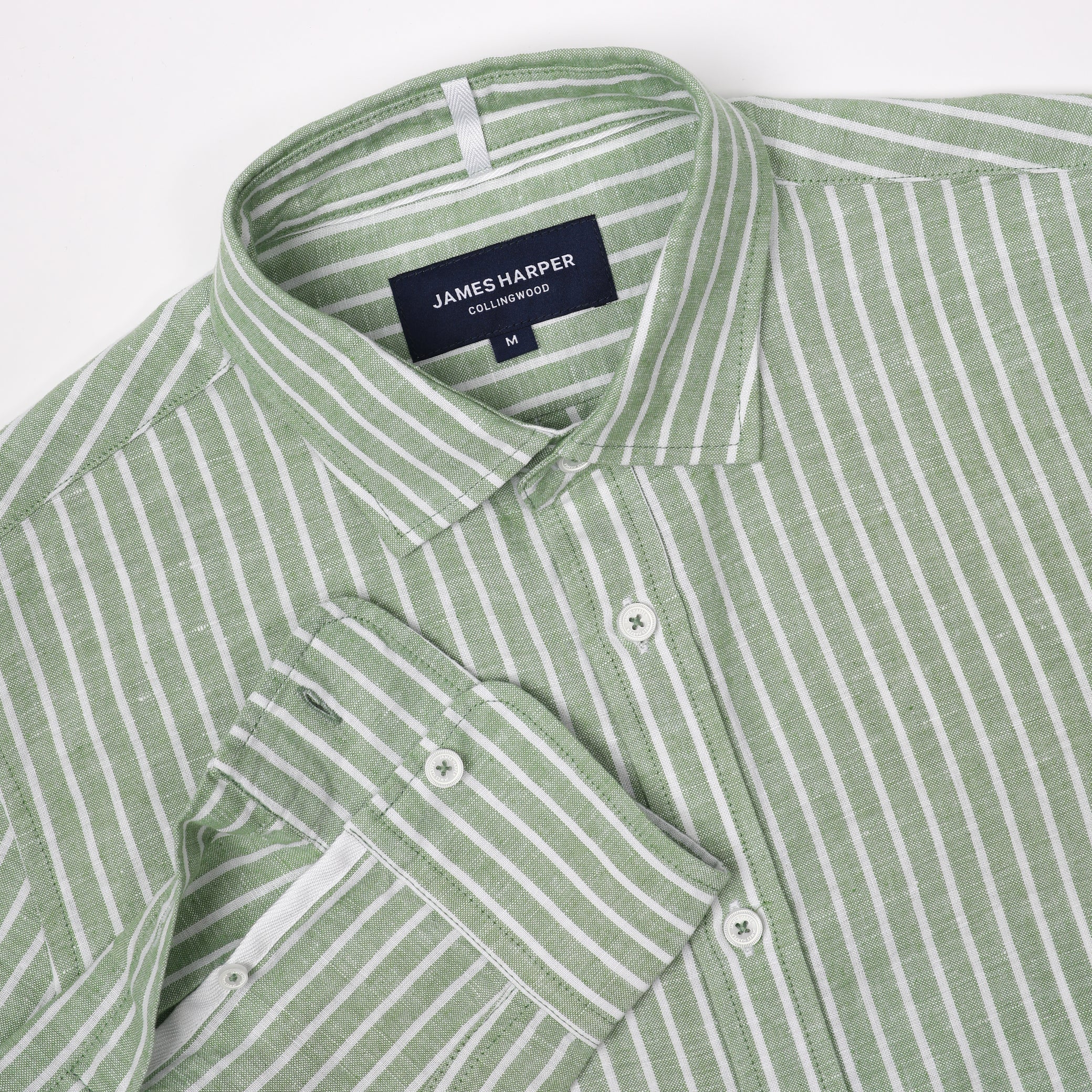 James Harper JHS559 Wide Stripe L/S Shirt - Forest - Image 4