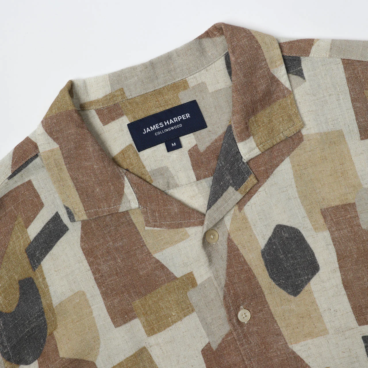 JAMES HARPER JHS567 Shapes Cuban Collar Shirt - Coffee - Image 6