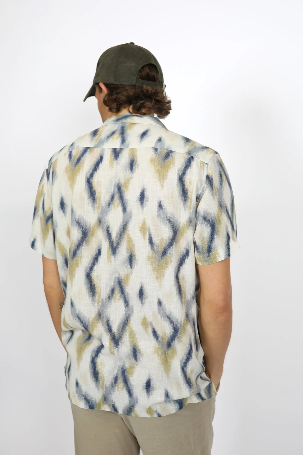 JAMES HARPER JHS569 Ikat Cuban Collar Shirt - Tobacco - Image 4