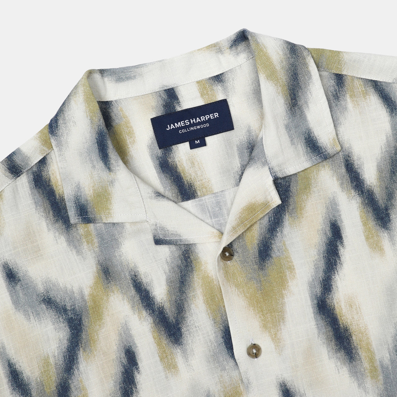 JAMES HARPER JHS569 Ikat Cuban Collar Shirt - Tobacco - Image 5