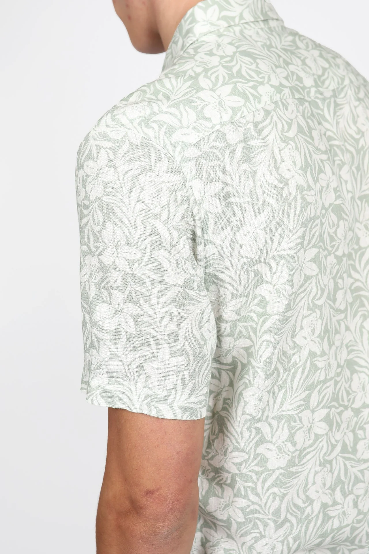 JAMES HARPER JHS575 Hibiscus Short Sleeve Shirt - Sage - Image 3