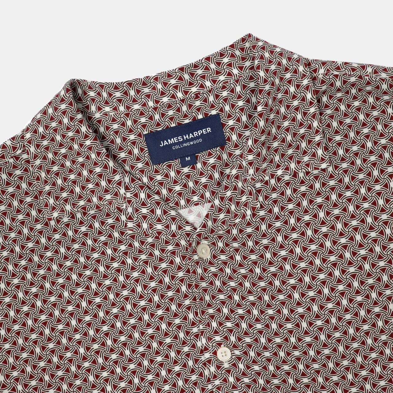 JAMES HARPER JHS576 Cuban Collar Border Shirt - Merlot - Image 5