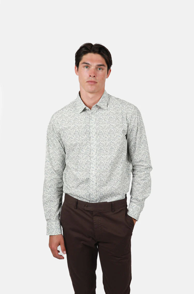 James Harper JHS594 Canada Distressed Long Sleeve Shirt - Stone - Image 3