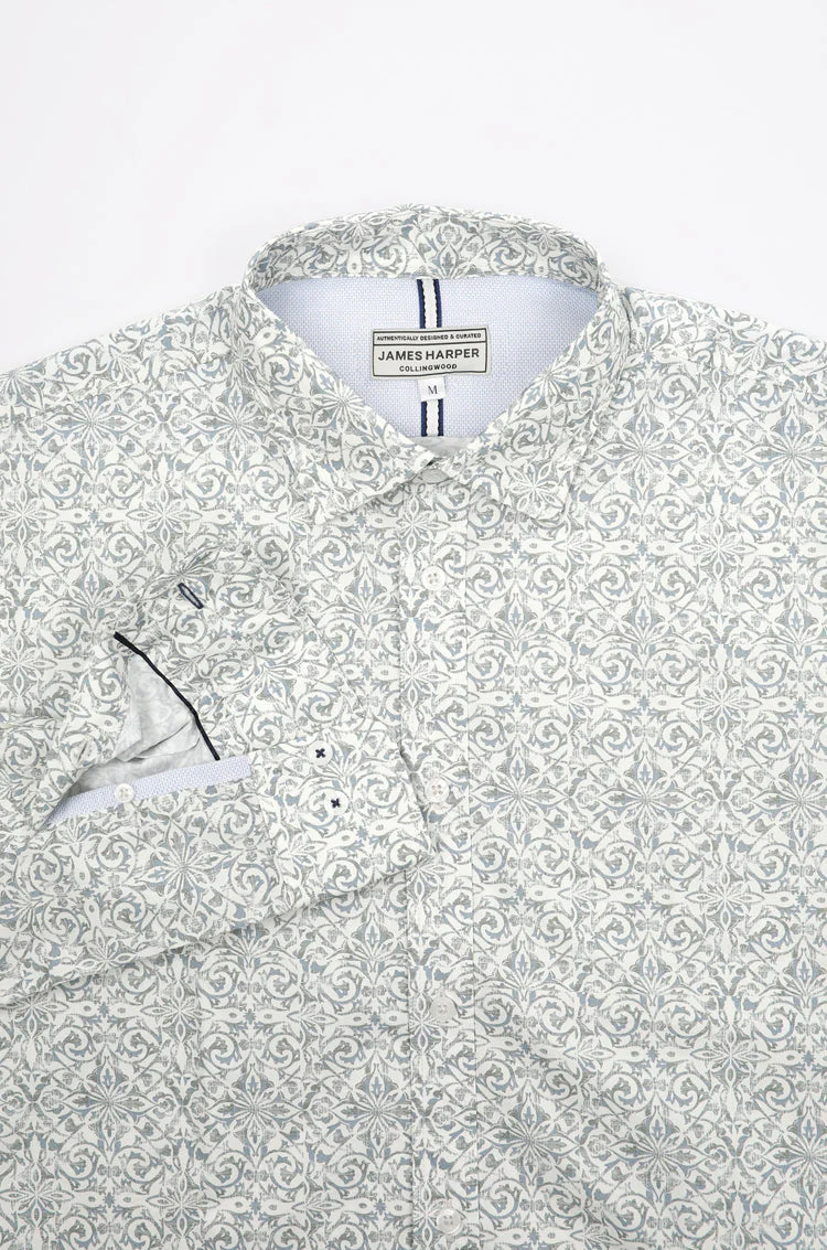 James Harper JHS594 Canada Distressed Long Sleeve Shirt - Stone - Image 4