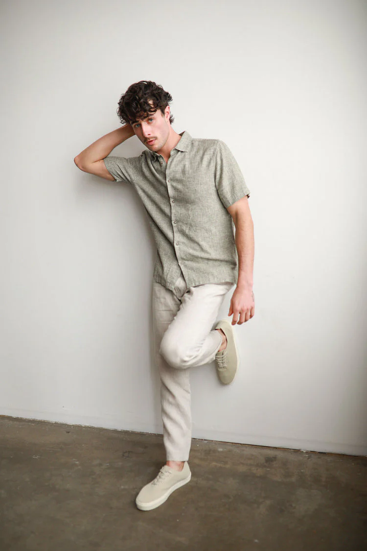James Harper JHS601 S/S Textured Dobby Shirt - Olive