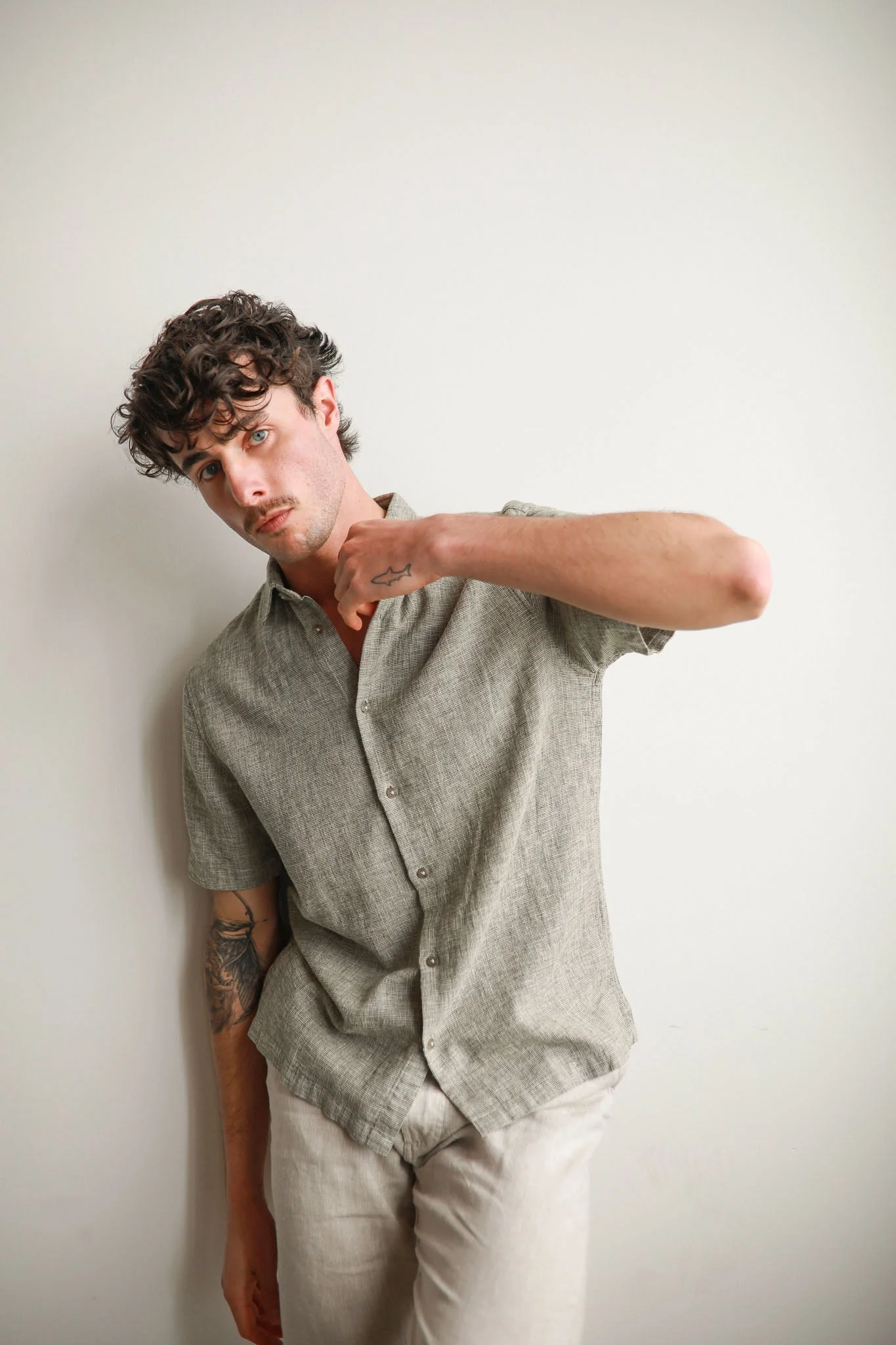 James Harper JHS601 S/S Textured Dobby Shirt - Olive - Image 2