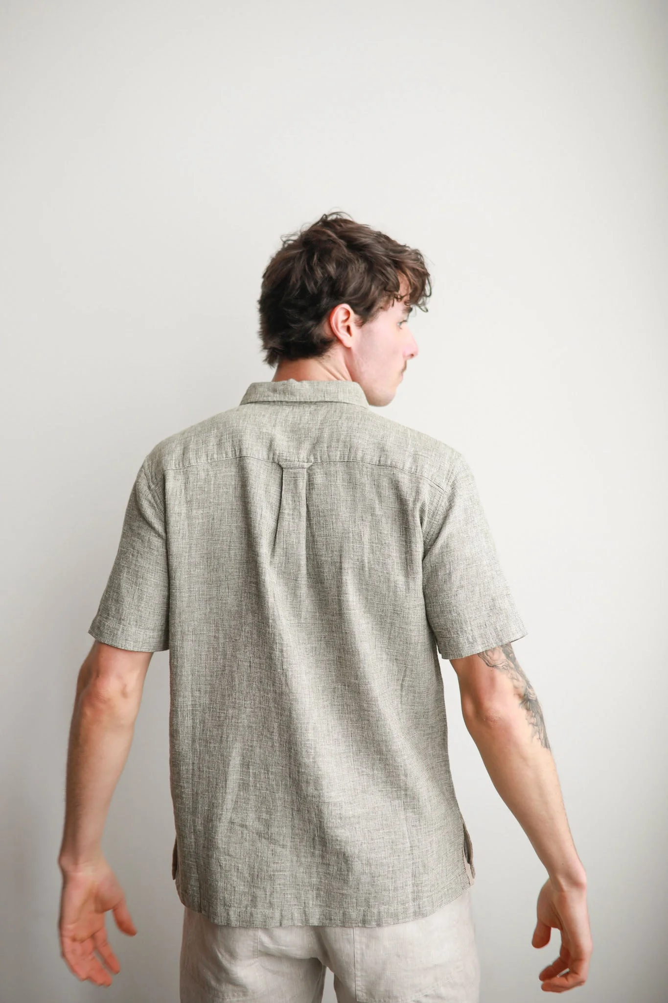 James Harper JHS601 S/S Textured Dobby Shirt - Olive - Image 3