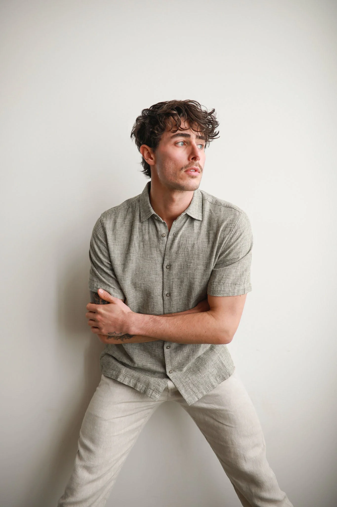 James Harper JHS601 S/S Textured Dobby Shirt - Olive - Image 4