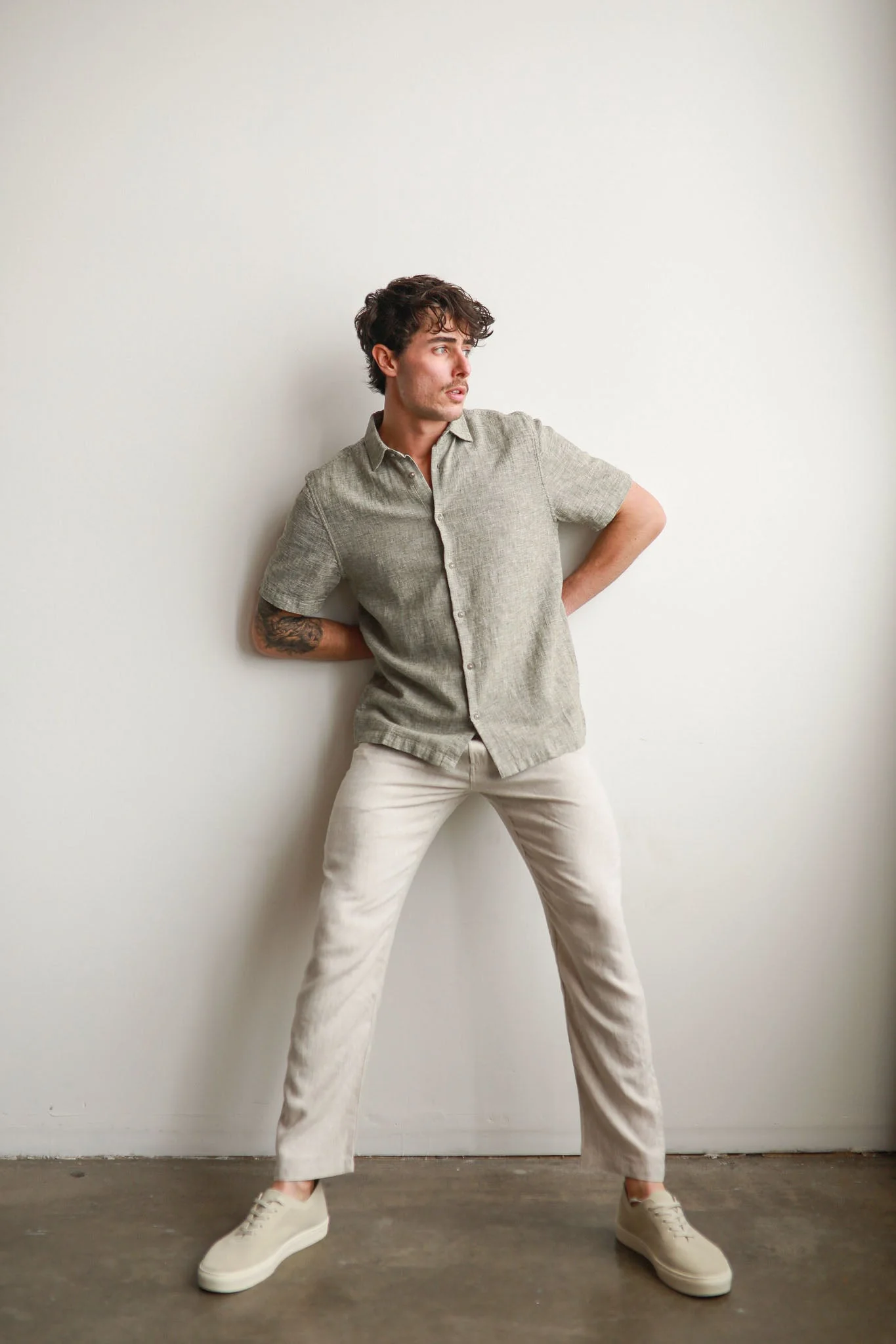 James Harper JHS601 S/S Textured Dobby Shirt - Olive - Image 5