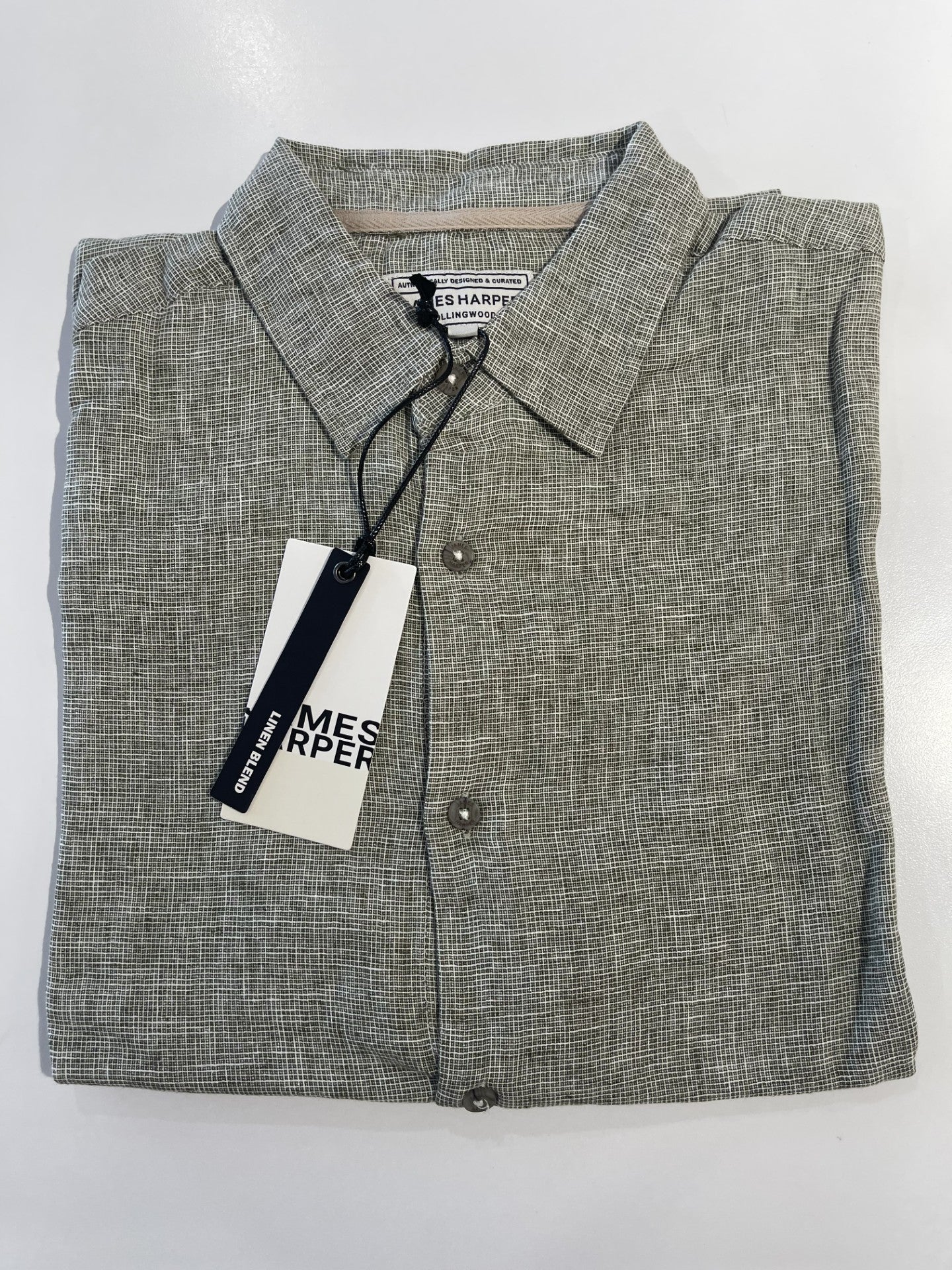 James Harper JHS601 S/S Textured Dobby Shirt - Olive - Image 6