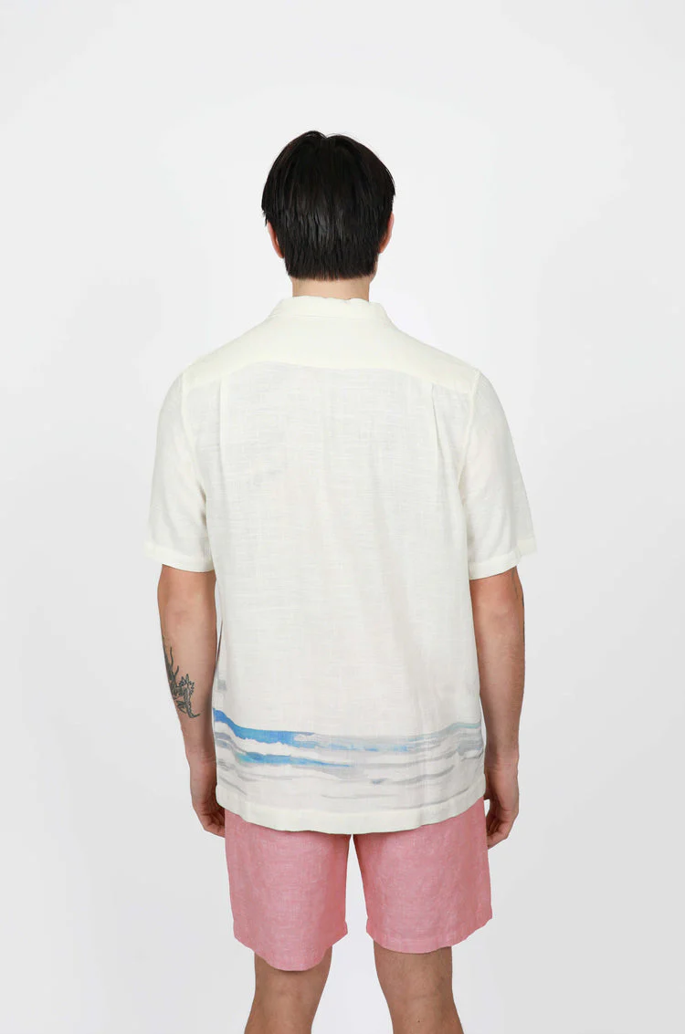 JAMES HARPER JHS621 Hawai Cuban Collar Linen Shirt - Natural - Image 2