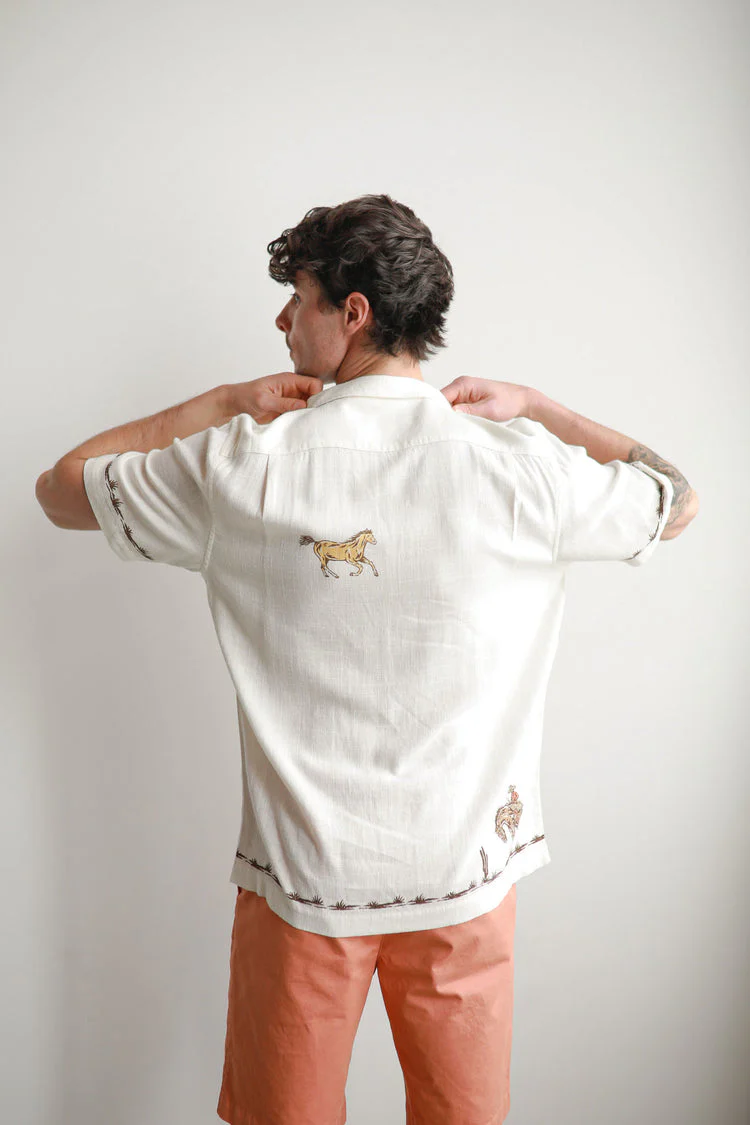 JAMES HARPER JHS622 Rodeo Cuban Collar Linen Shirt - White - Image 4