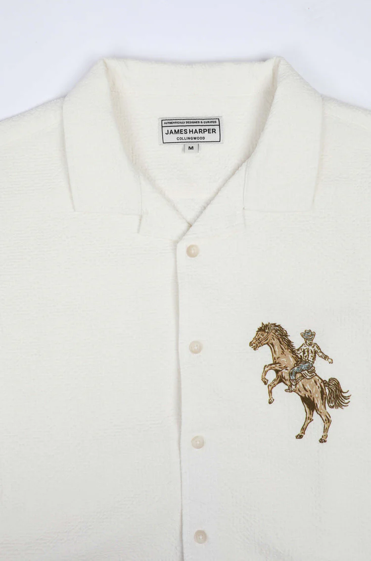 JAMES HARPER JHS622 Rodeo Cuban Collar Linen Shirt - White - Image 6