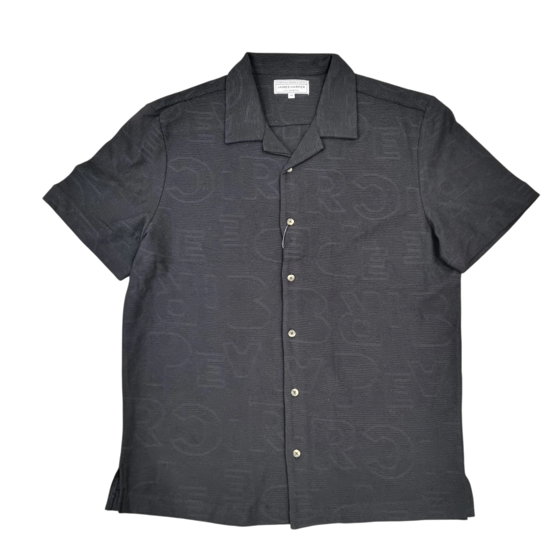 JAMES HARPER JHS62O Fancy Knit S/S Shirt - Black - Image 4