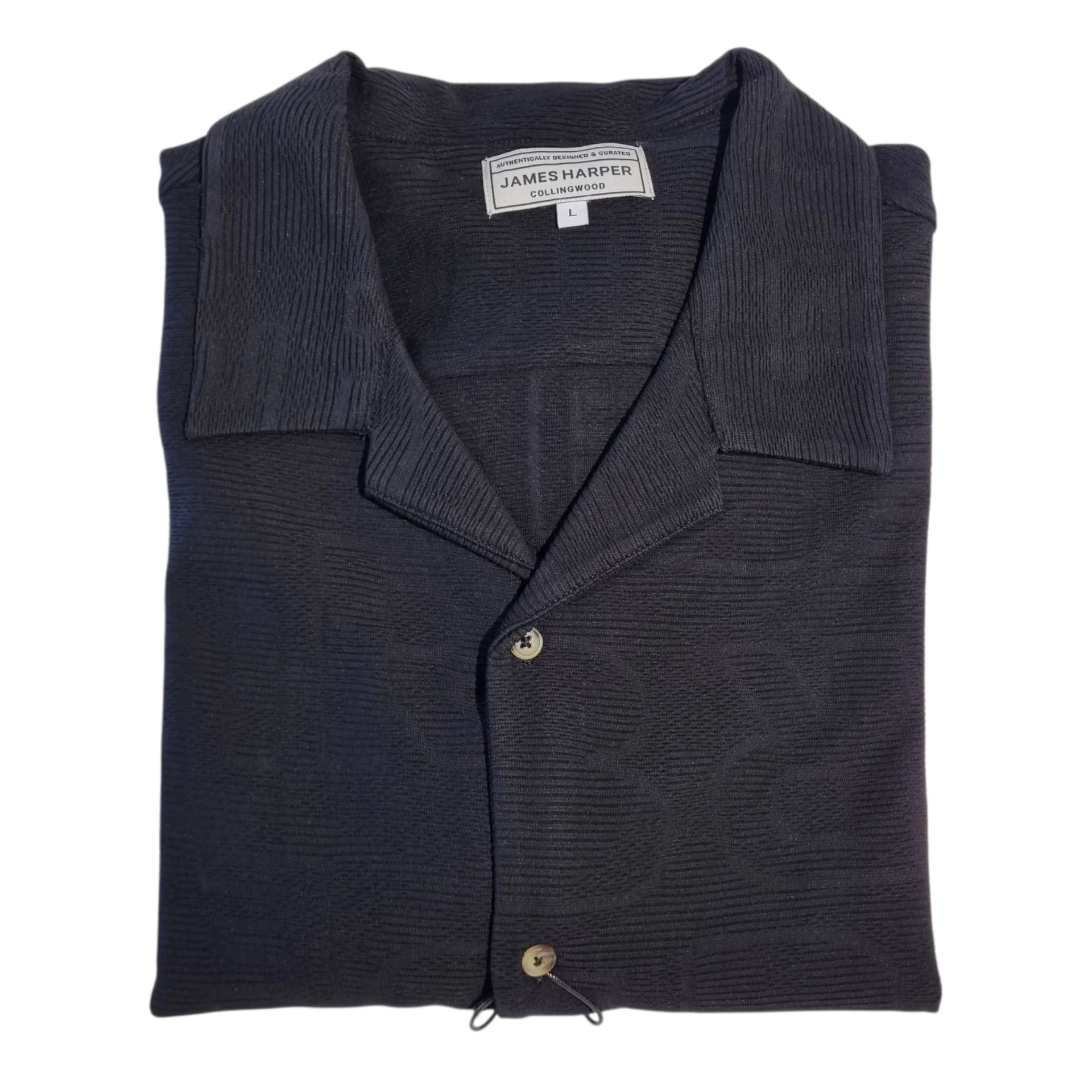JAMES HARPER JHS62O Fancy Knit S/S Shirt - Black - Image 5