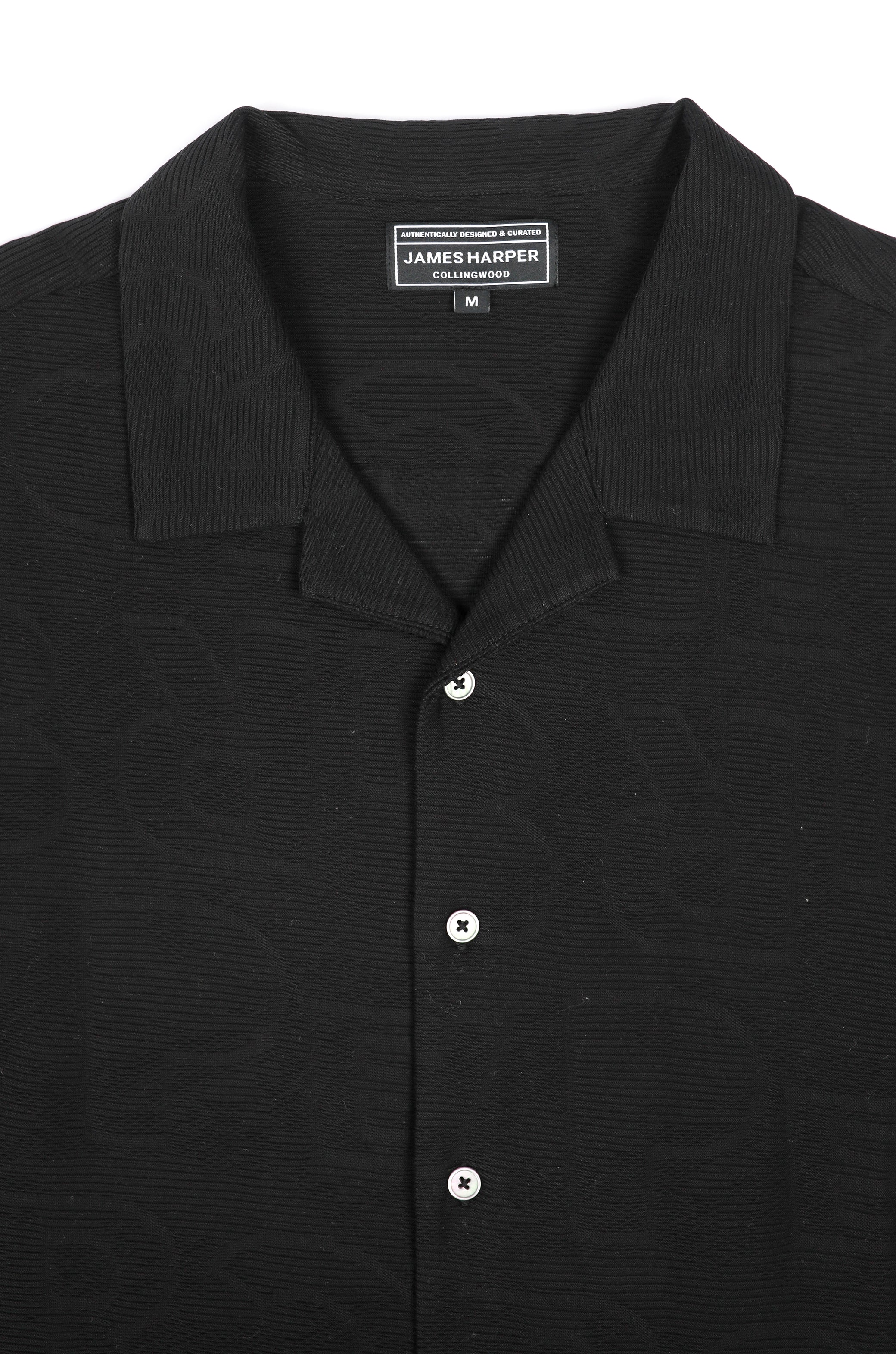 JAMES HARPER JHS62O Fancy Knit S/S Shirt - Black - Image 6