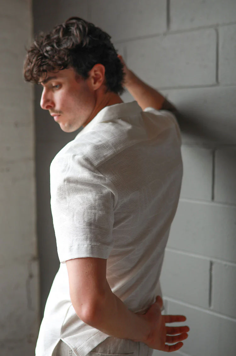 JAMES HARPER JHS62O Fancy Knit S/S Shirt - Natural - Image 2