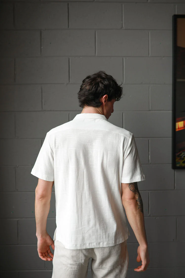 JAMES HARPER JHS62O Fancy Knit S/S Shirt - Natural - Image 3