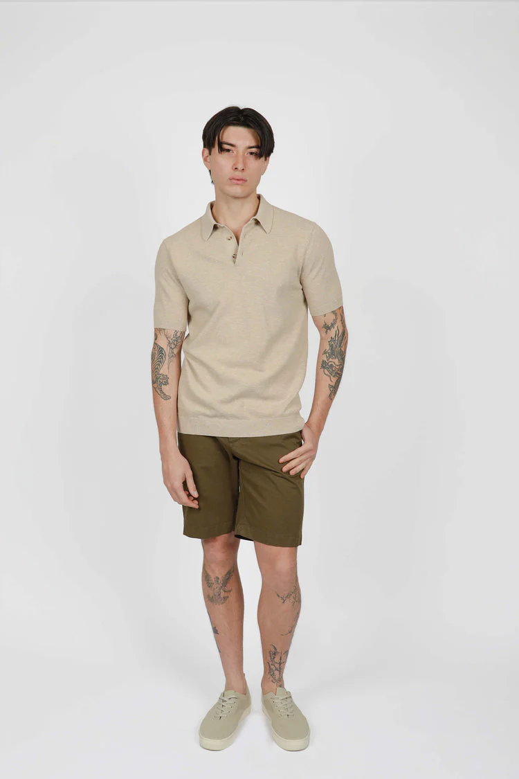 JAMES HARPER JHS77 3 Button Polo Knit Shirt - Wheat - Image 2