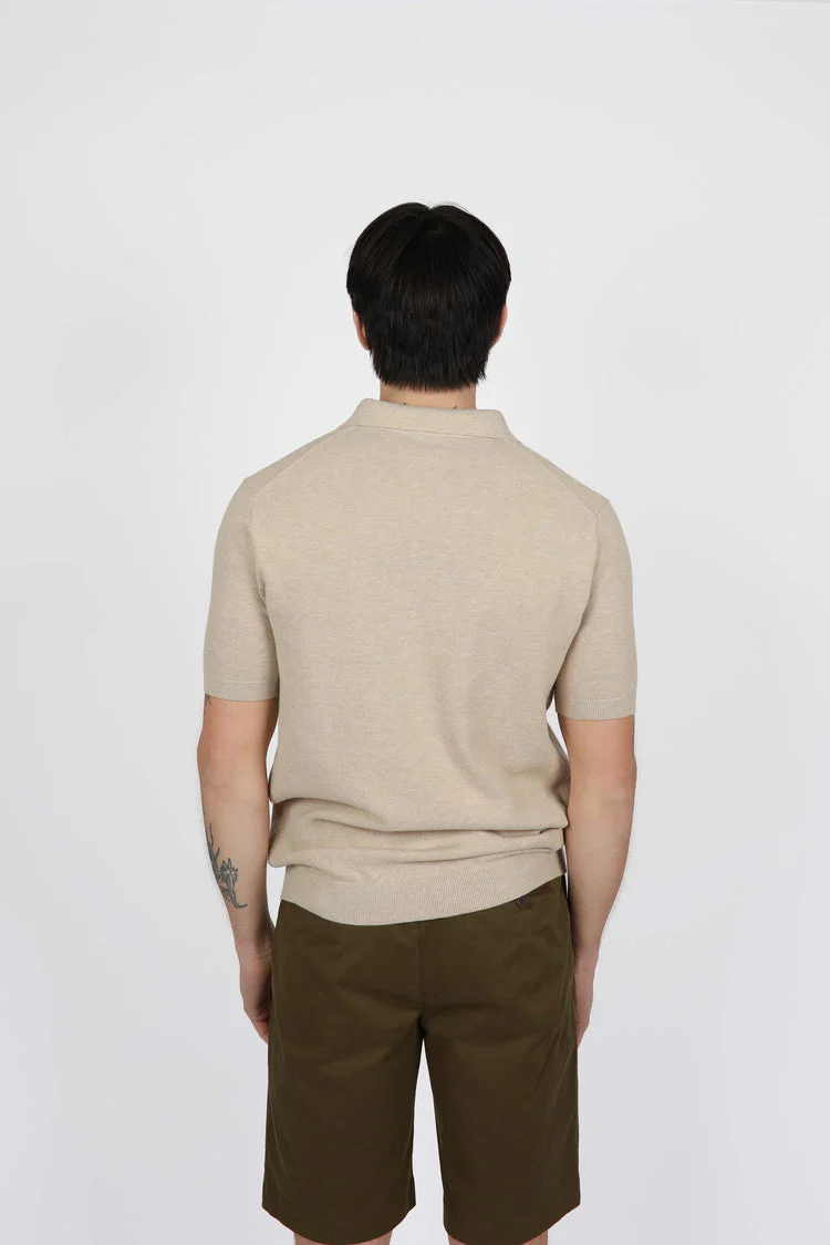 JAMES HARPER JHS77 3 Button Polo Knit Shirt - Wheat - Image 3