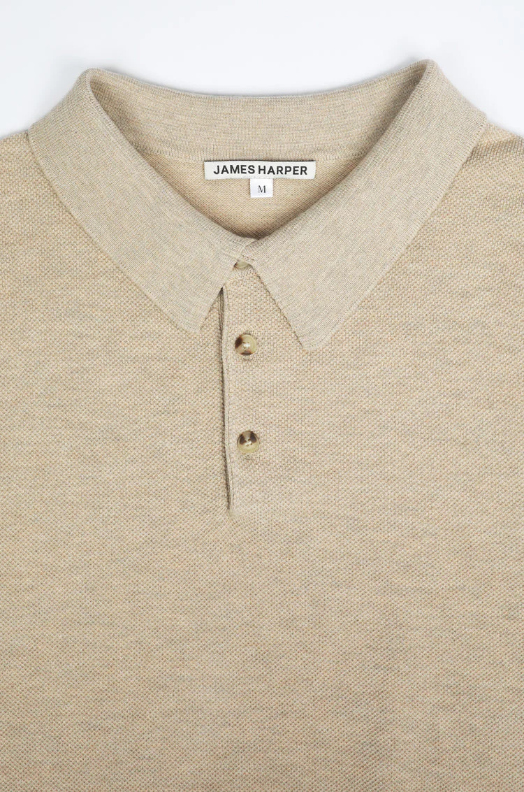 JAMES HARPER JHS77 3 Button Polo Knit Shirt - Wheat - Image 5