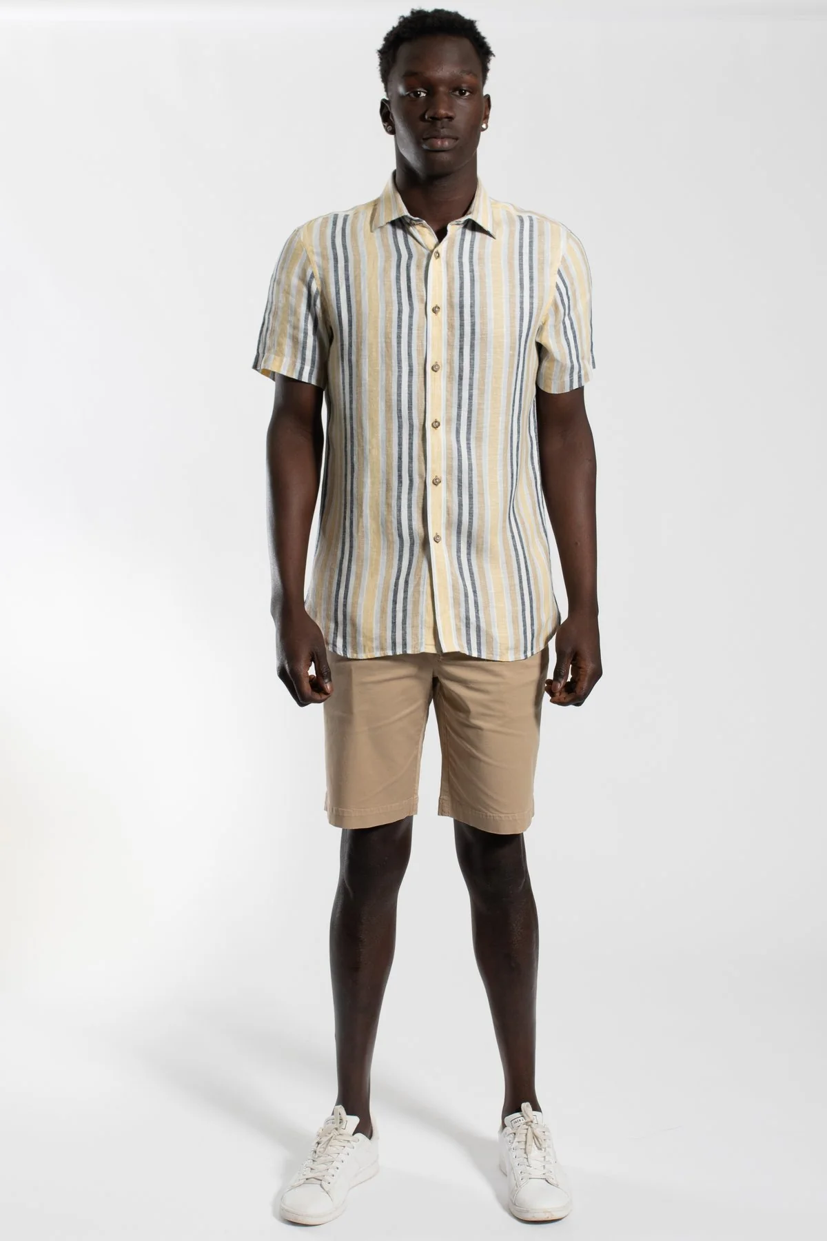 James Harper JHS389 MULTI STRIPE S/S SHIRT - Khaki - Image 4