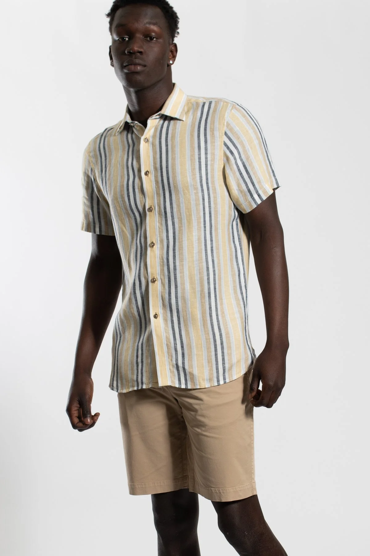 James Harper JHS389 MULTI STRIPE S/S SHIRT - Khaki - Image 6