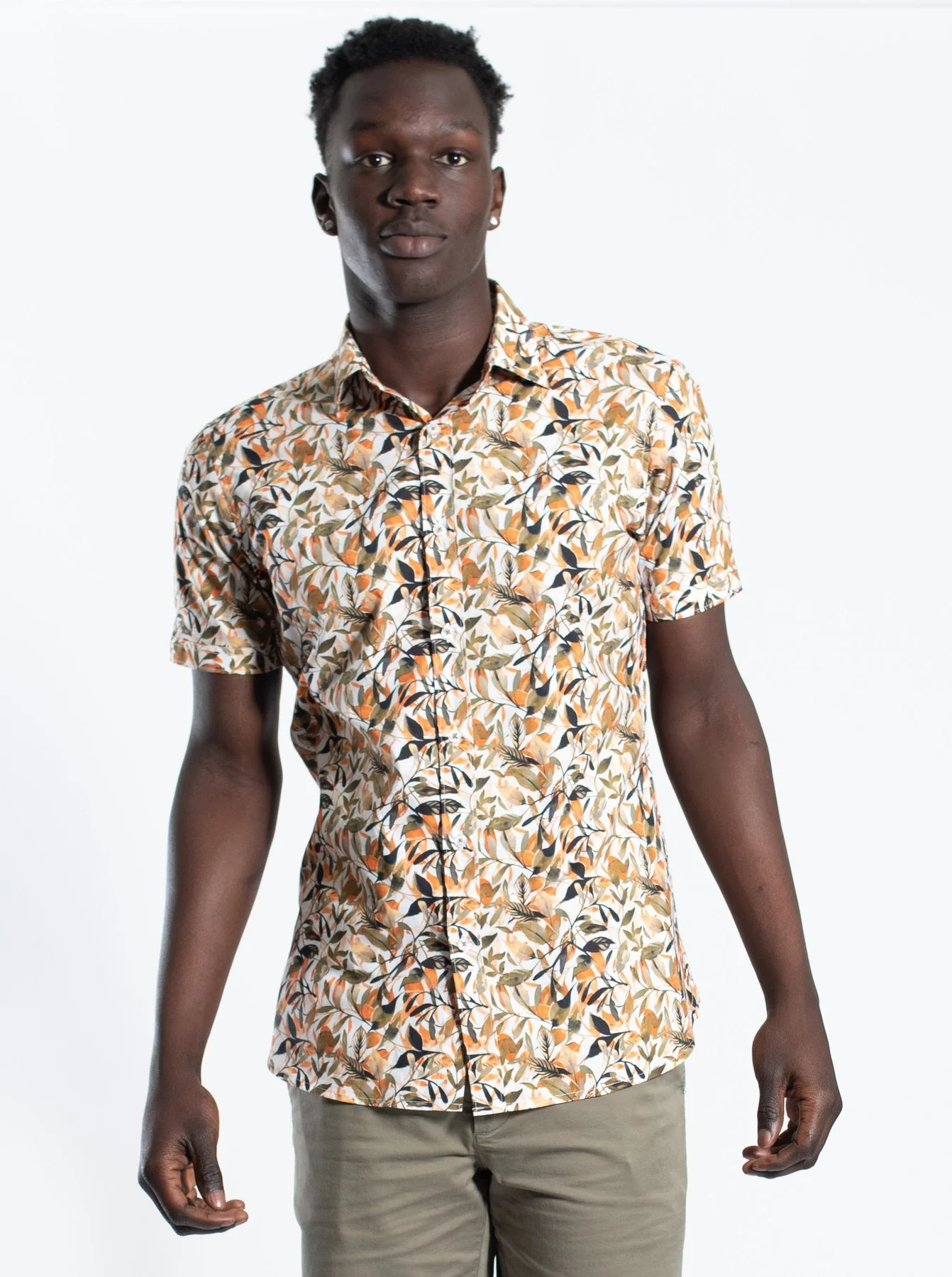 James Harper JHS394 SPRING LEAVES S/S SHIRT - Sand - Image 3