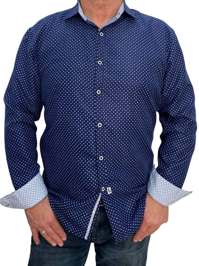 Jimmy Stuart MYSTERY GEOMETRIC L/S SHIRT - Navy