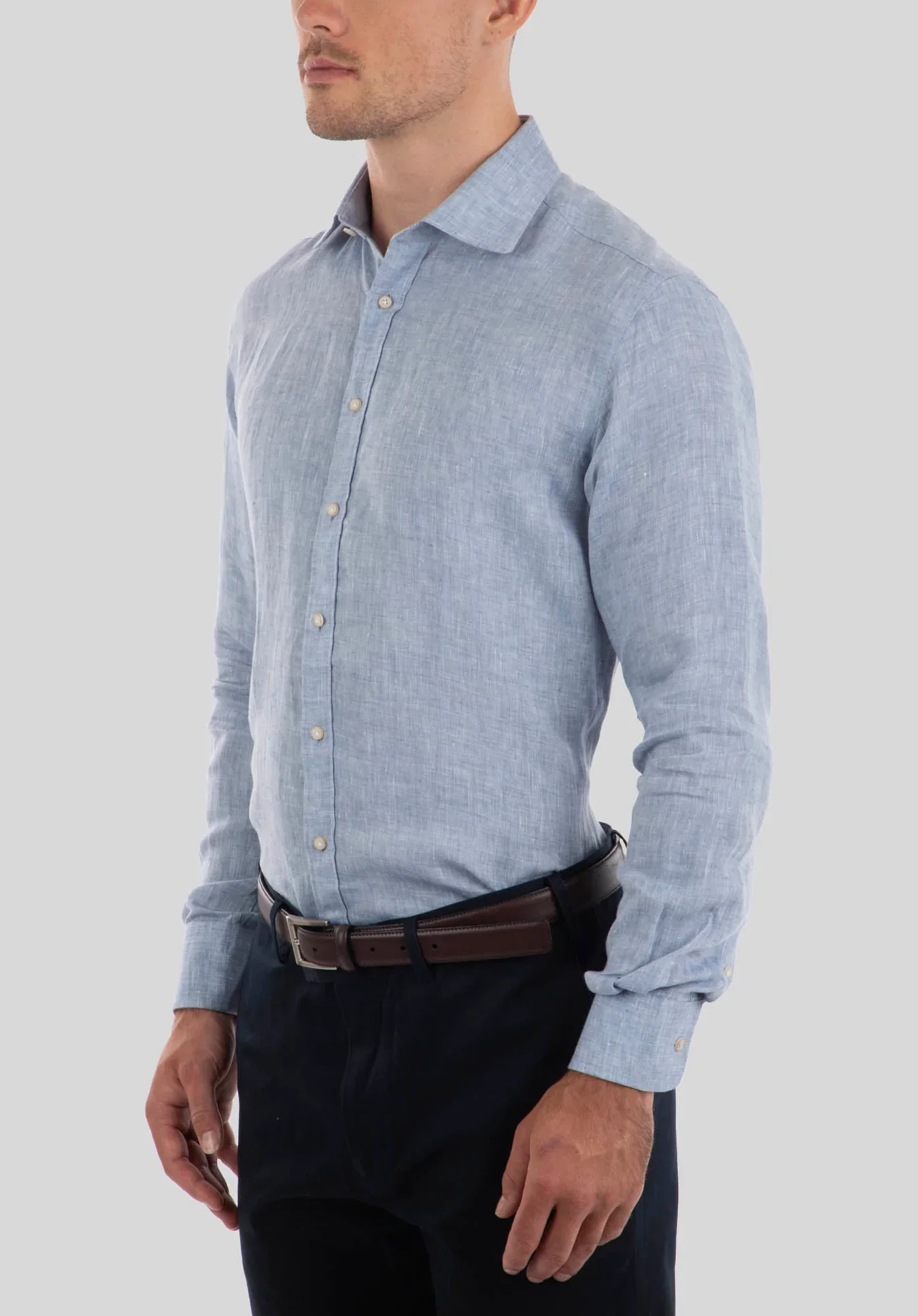 Joe Black Haul Tailored Fit Linen Shirt - Blue - Image 2