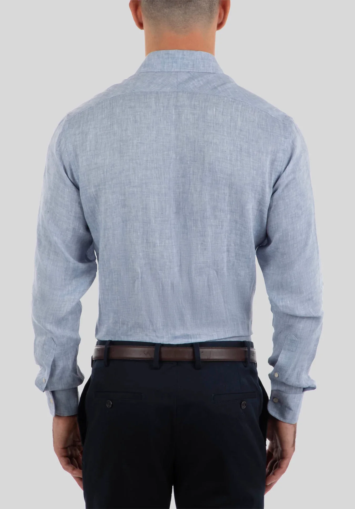 Joe Black Haul Tailored Fit Linen Shirt - Blue - Image 3