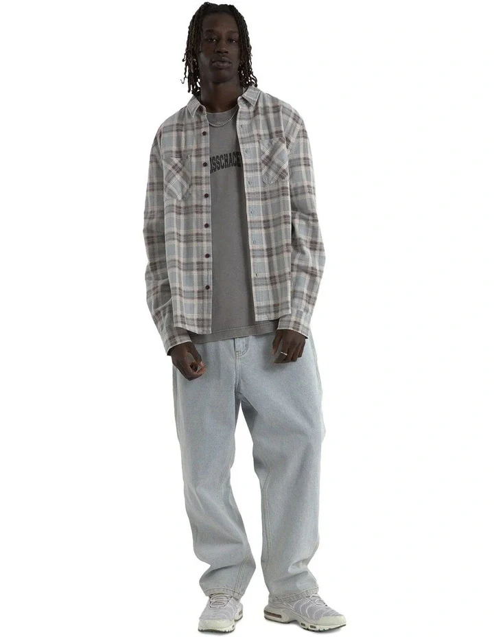 KISS CHACEY Driver Casual Long Sleeve Shirt - Grey Check - Image 2