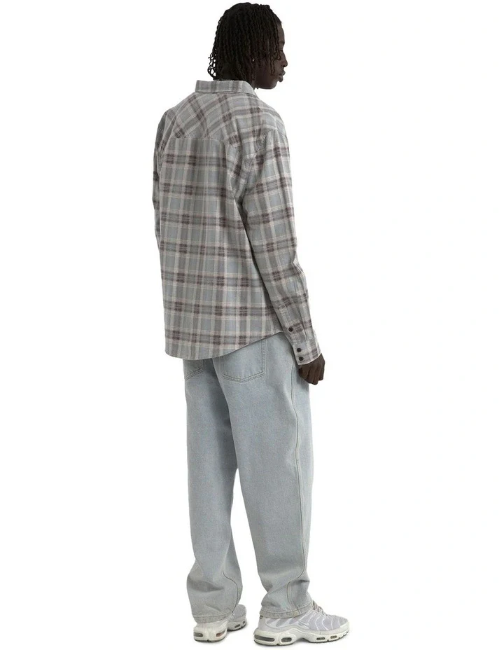 KISS CHACEY Driver Casual Long Sleeve Shirt - Grey Check - Image 5