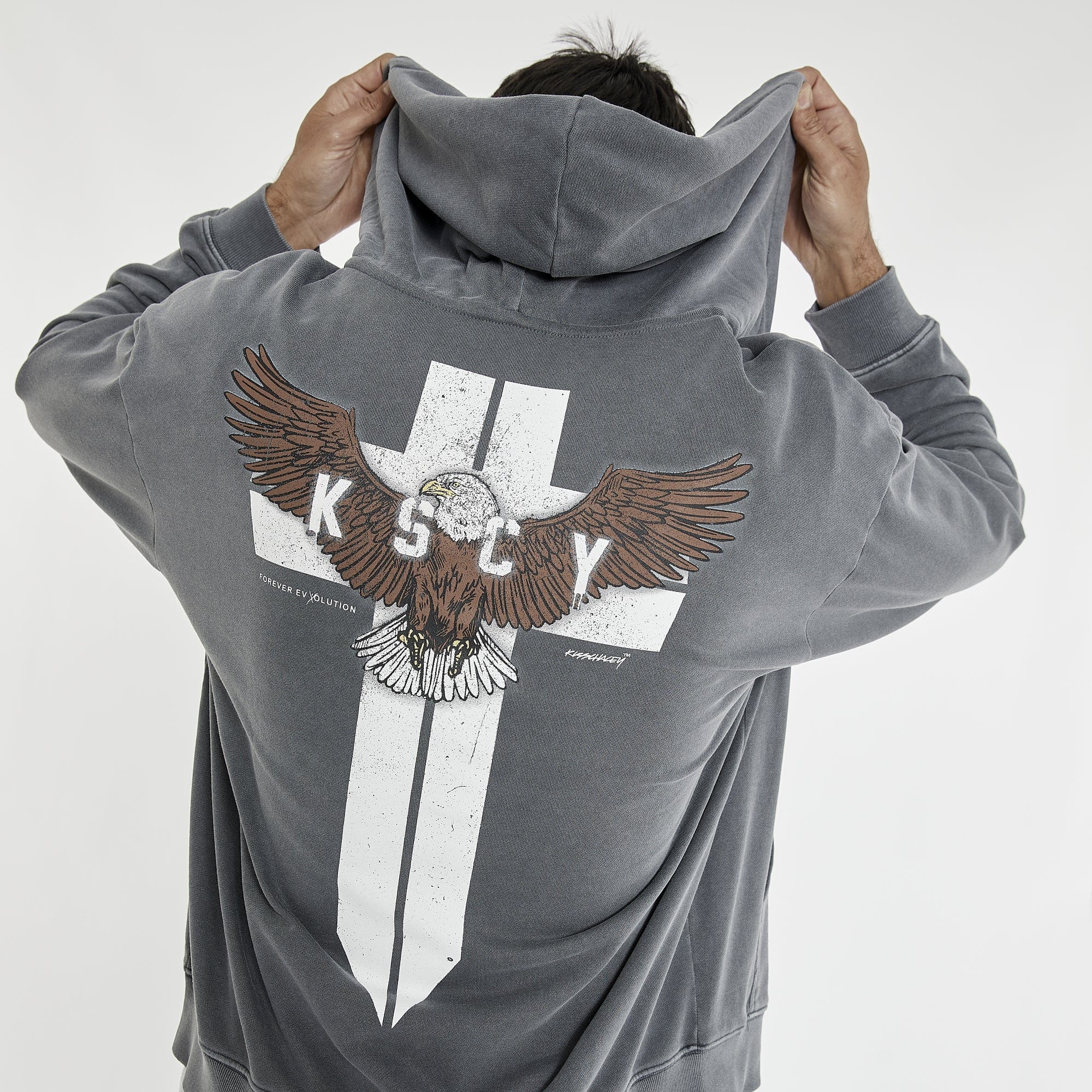KISS CHACEY Evolution Relaxed Zip Front Hoodie - Pigment Castlerock - Image 5