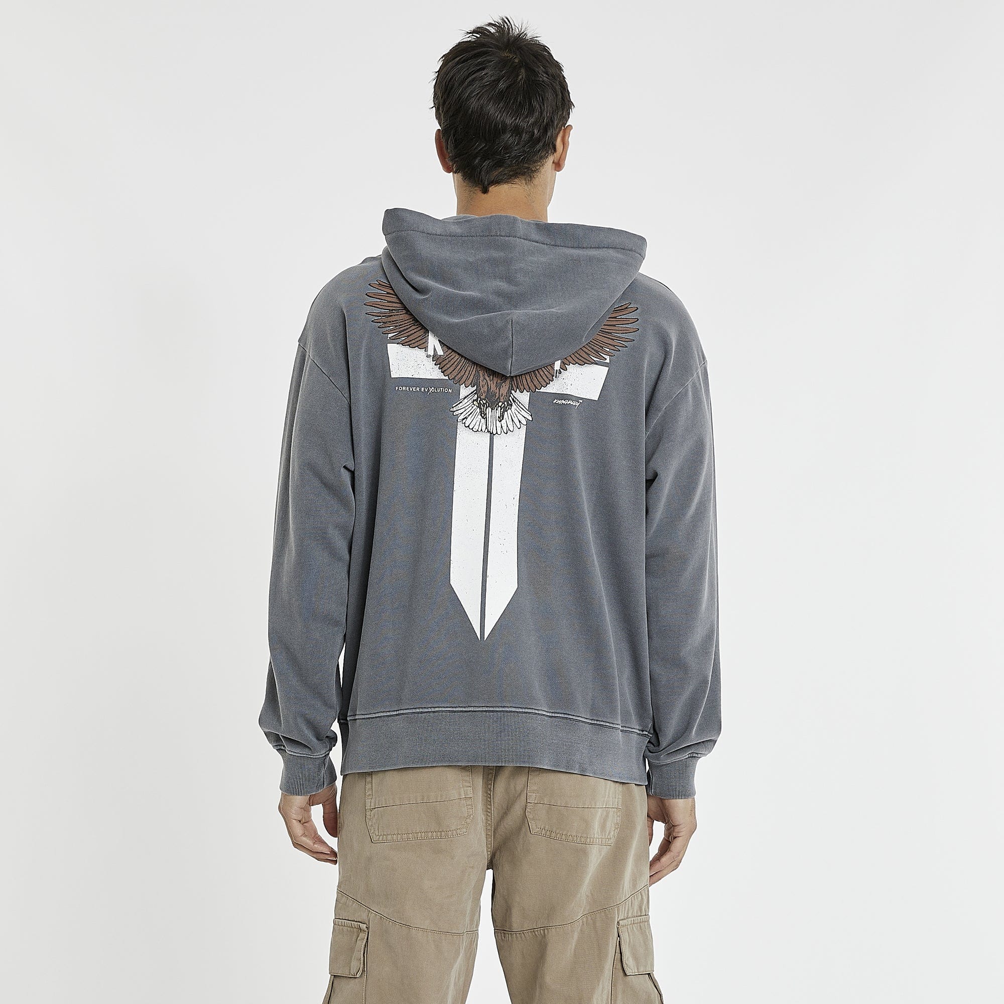 KISS CHACEY Evolution Relaxed Zip Front Hoodie - Pigment Castlerock - Image 7