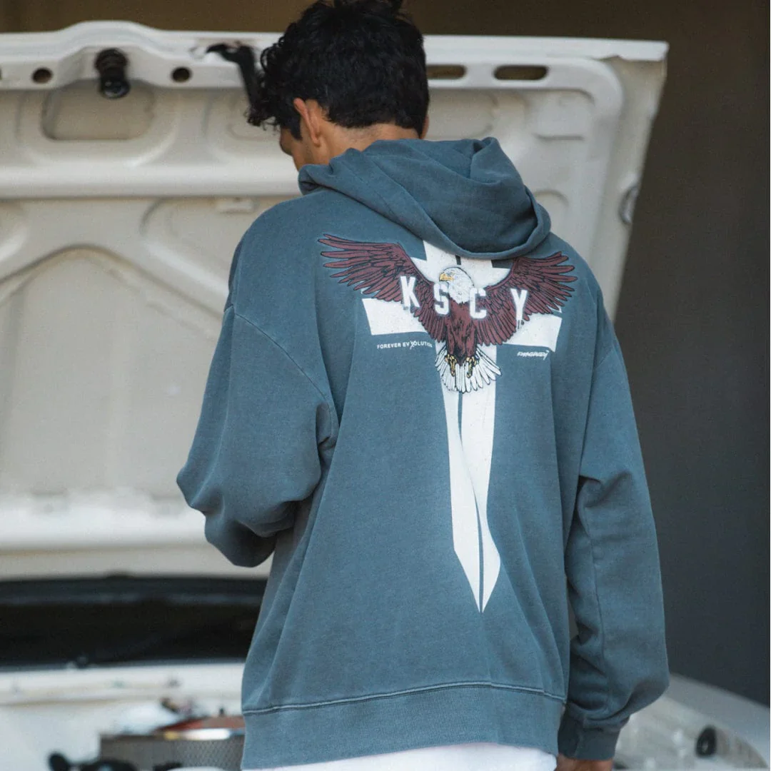 KISS CHACEY Evolution Relaxed Zip Front Hoodie - Pigment Castlerock - Image 9