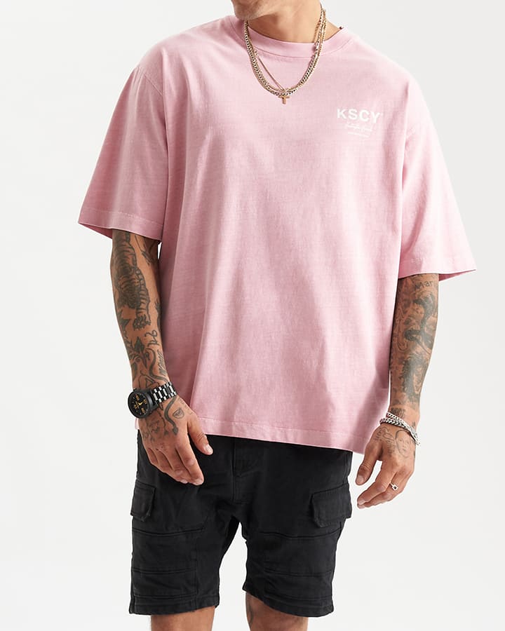 KISS CHACEY Hungtington Heavy Oversized Tee - Pigment Salmon