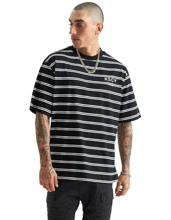 KISS CHACEY Lorenzo Heavy Oversized Tee - Black/White - Image 2