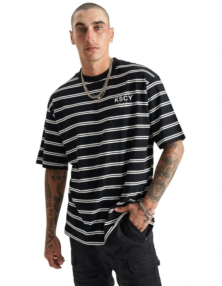 KISS CHACEY Lorenzo Heavy Oversized Tee - Black/White - Image 3