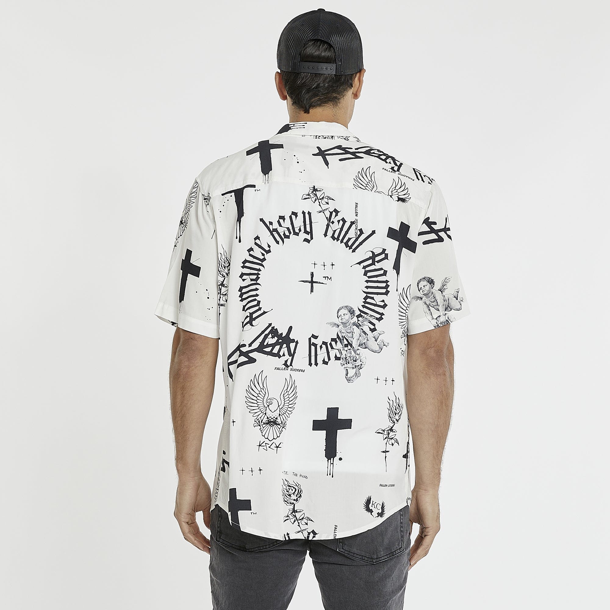 KISS CHACEY Medina Relaxed Short Sleeve Shirt - Black/White - Image 5