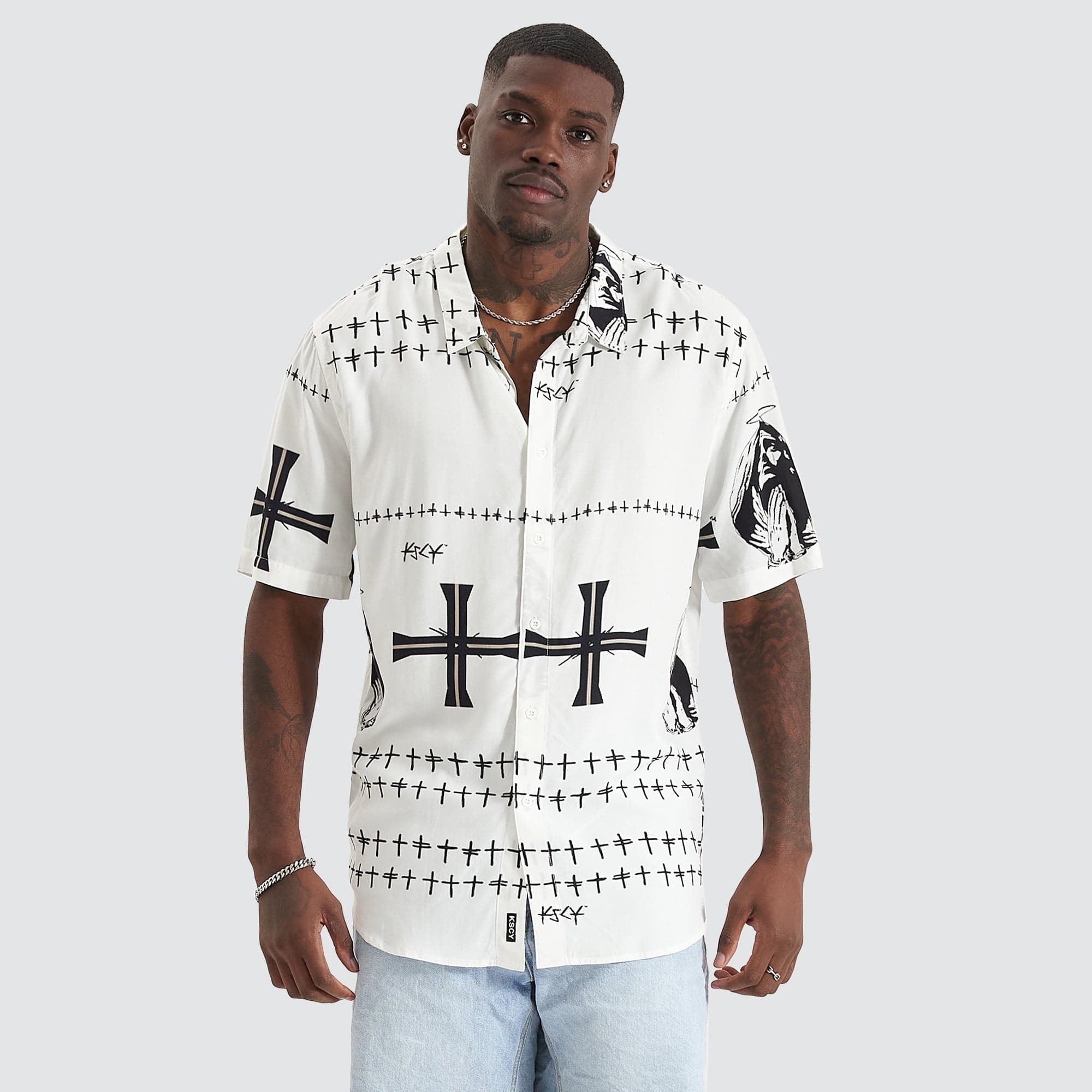 KISS CHACEY Omens Party Shirt- White/Black - Image 2