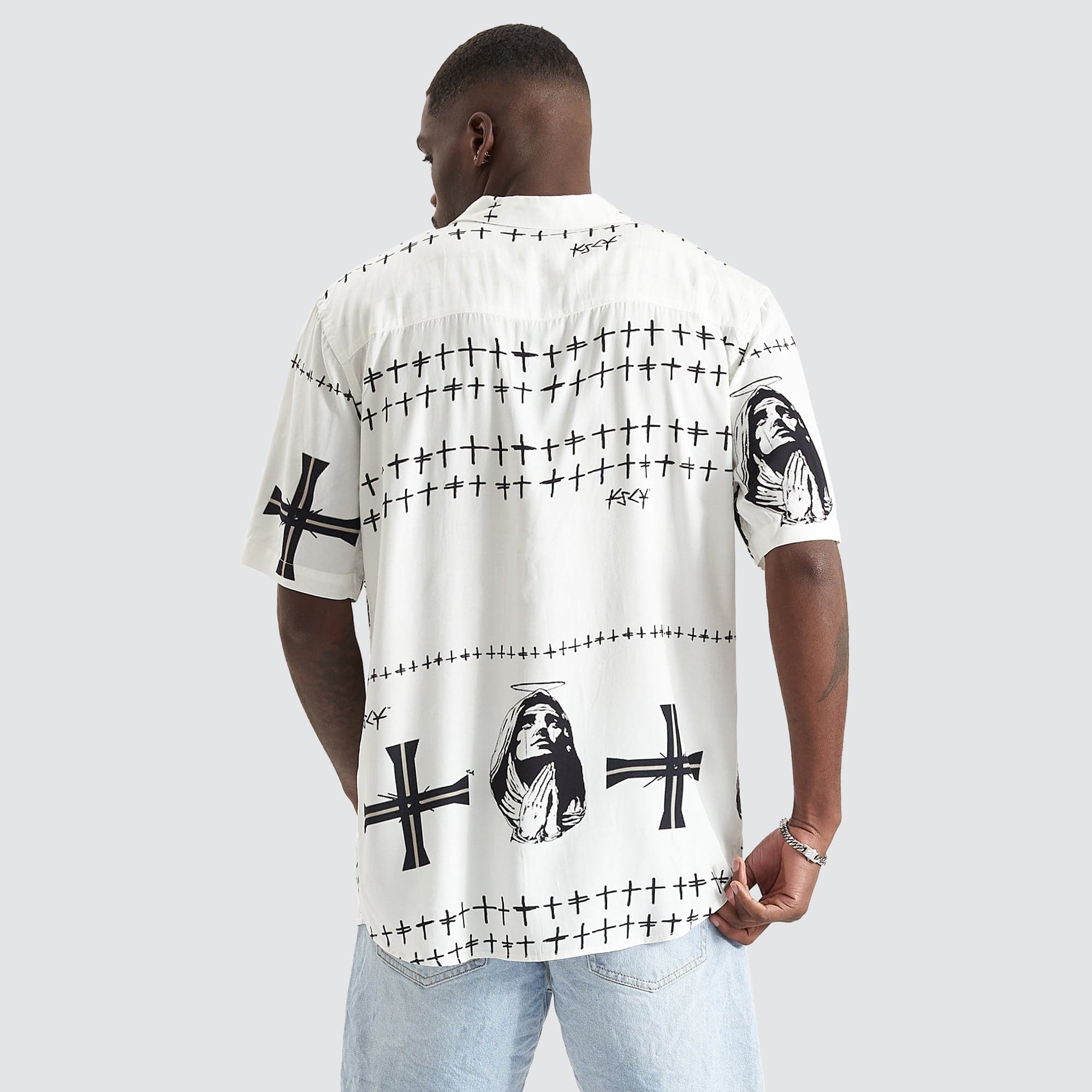 KISS CHACEY Omens Party Shirt- White/Black - Image 6