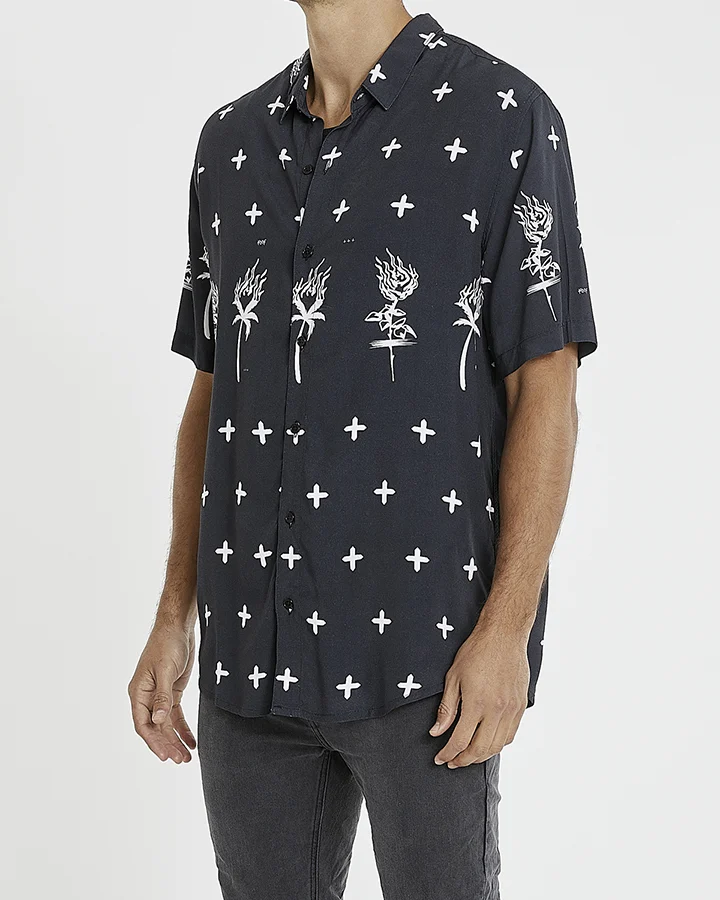 KISS CHACEY Sahara Relaxed S/S Shirt KC230917 - Black/White - Image 3