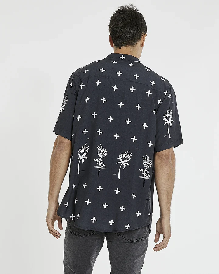 KISS CHACEY Sahara Relaxed S/S Shirt KC230917 - Black/White - Image 4