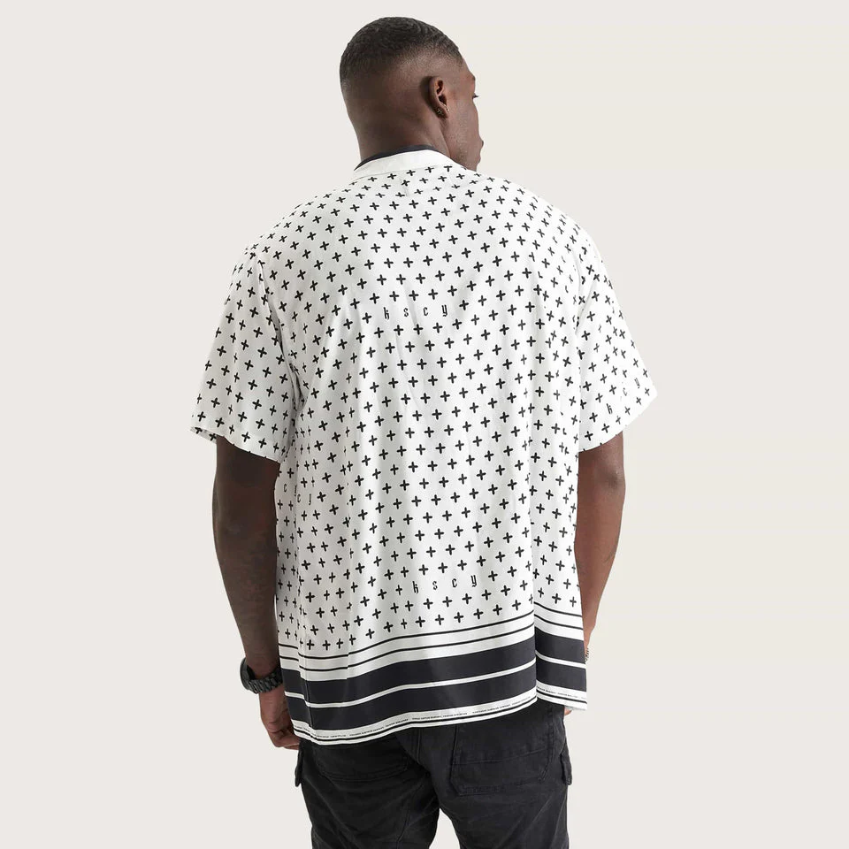 KISS CHACEY STAMP RELAXED RESORT SHIRT - Black/White - Image 3