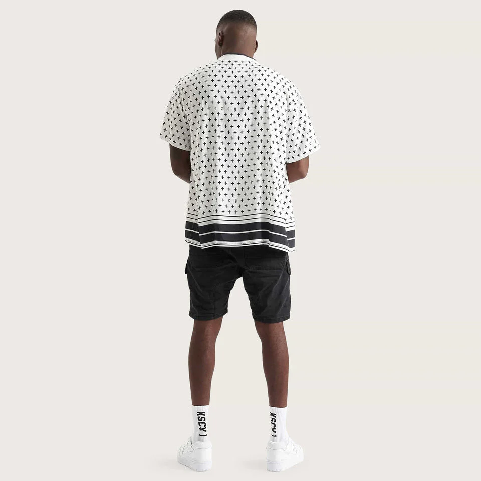 KISS CHACEY STAMP RELAXED RESORT SHIRT - Black/White - Image 4