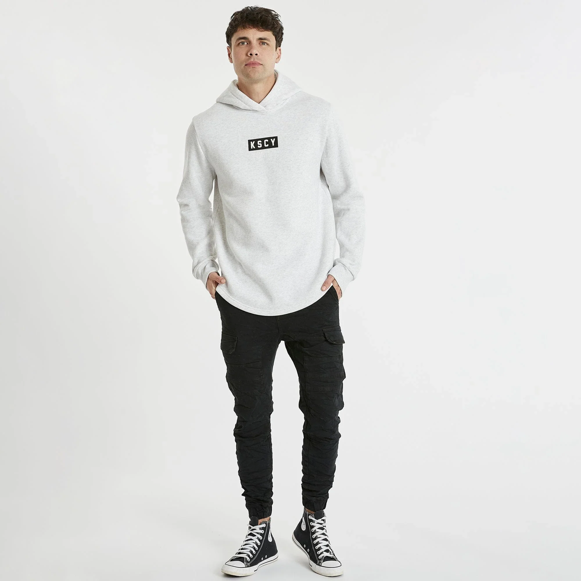 KISS CHACEY Carlsbad Hooded Dual Curved Jumper - Snow Marle